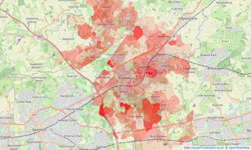 Heatmap of property prices in Brentwood