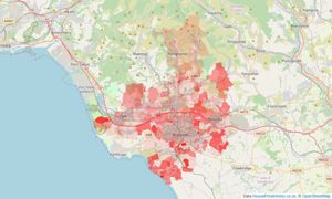 Heatmap of property prices in Bridgend