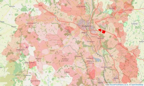 Heatmap of property prices in Bridgnorth