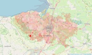 Heatmap of property prices in Bridgwater