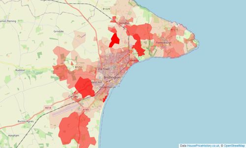 Heatmap of property prices in Bridlington