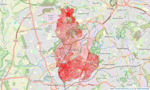 Heatmap of property prices in Brierley Hill