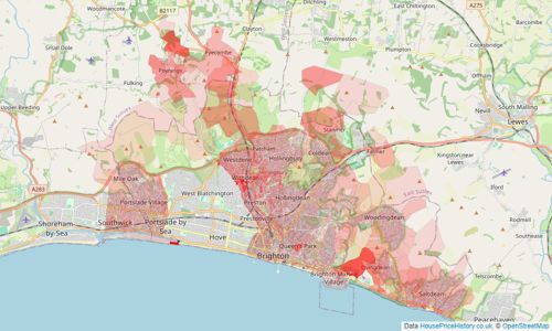 Heatmap of property prices in Brighton