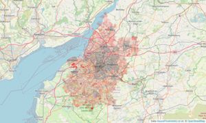 Heatmap of property prices in Coalpit Heath, Bristol