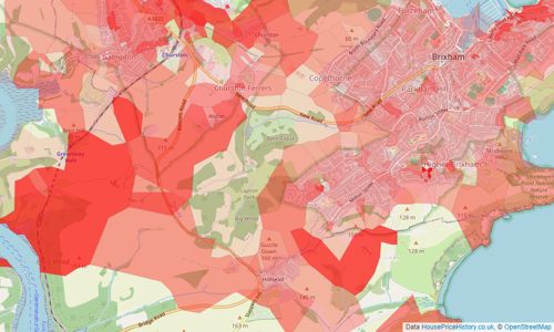 Heatmap of property prices in Brixham