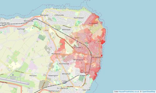 Heatmap of property prices in Broadstairs