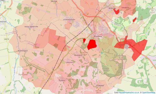 Heatmap of property prices in Broadway