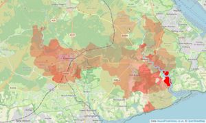 Heatmap of property prices in Brockenhurst