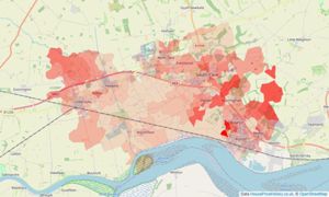 Heatmap of property prices in Brough