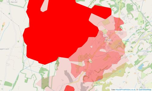 Heatmap of property prices in Brynteg