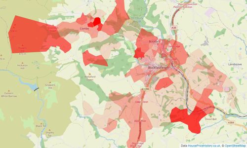 Heatmap of property prices in Buckfastleigh