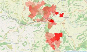 Heatmap of property prices in Bucknell