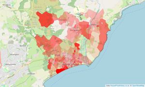 Heatmap of property prices in Budleigh Salterton