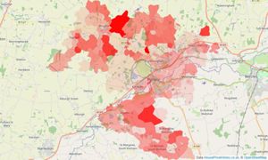 Heatmap of property prices in Bungay