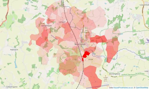 Heatmap of property prices in Bures