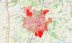 Heatmap of property prices in Burgess Hill