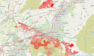 Heatmap of property prices in Burnley