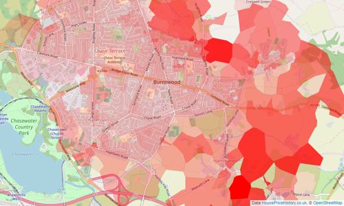 Heatmap of property prices in Burntwood