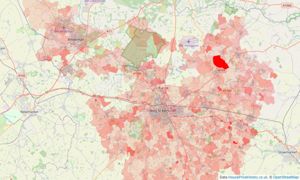 Heatmap of property prices in Bury St Edmunds