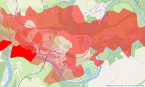 Heatmap of property prices in Calstock