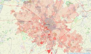 Heatmap of property prices in Sawston, Cambridge