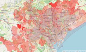 Heatmap of property prices in Cardiff