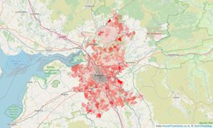 Heatmap of property prices in Carlisle