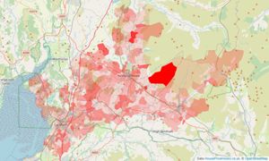 Heatmap of property prices in Warton, Carnforth