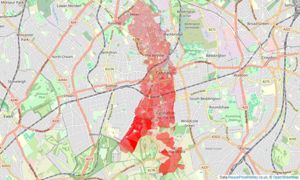 Heatmap of property prices in Carshalton