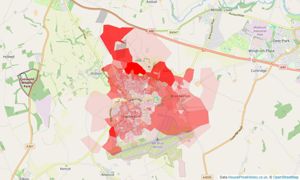 Heatmap of property prices in Carterton