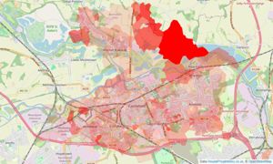 Heatmap of property prices in Castleford