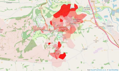 Heatmap of property prices in Catterick Garrison