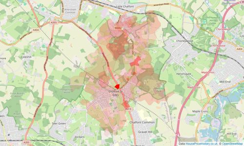 Heatmap of property prices in Chalfont St Giles