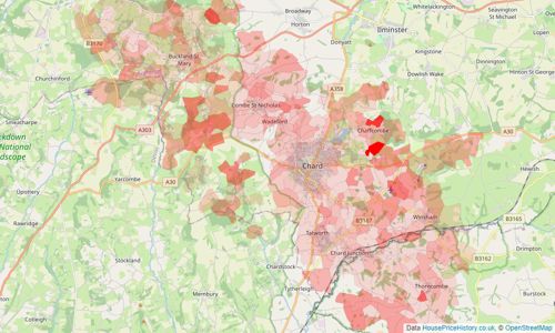 Heatmap of property prices in Chard