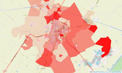 Heatmap of property prices in Chatteris