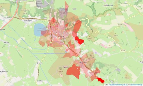 Heatmap of property prices in Cheddar