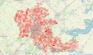 Heatmap of property prices in Chelmsford