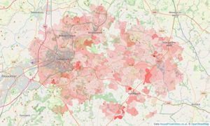 Heatmap of property prices in Cheltenham