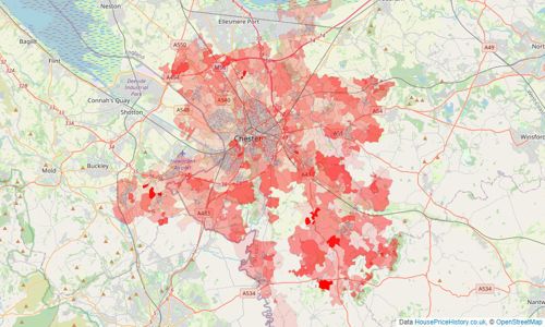 Heatmap of property prices in Chester