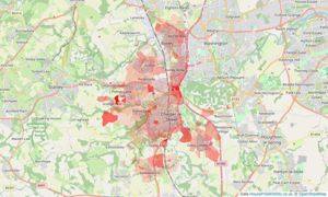 Heatmap of property prices in Chester Le Street