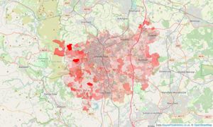 Heatmap of property prices in Bolsover, Chesterfield