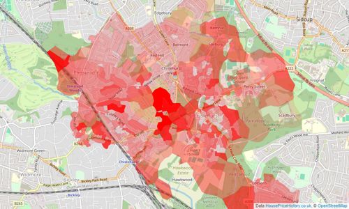 Heatmap of property prices in Chislehurst