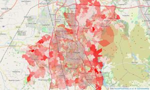 Heatmap of property prices in Chorley