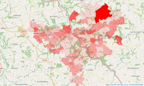 Heatmap of property prices in Chulmleigh