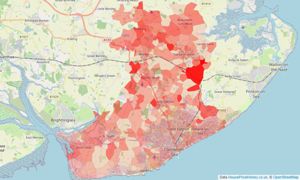 Heatmap of property prices in Clacton-on-sea