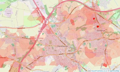 Heatmap of property prices in Cleckheaton