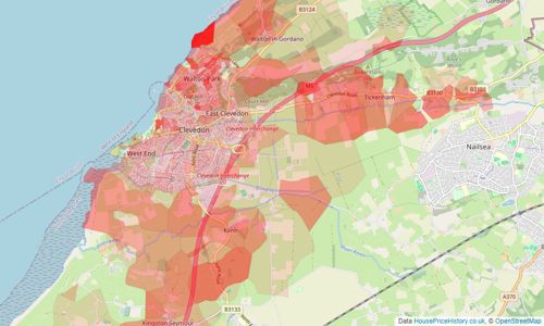 Heatmap of property prices in Clevedon