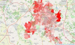 Heatmap of property prices in Whitwick, Coalville