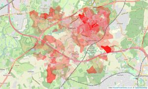 Heatmap of property prices in Cobham