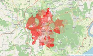 Heatmap of property prices in Coleford